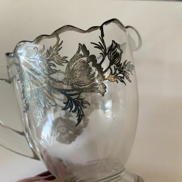 Open Sugar Bowl Creamer Silver City Flanders-Clear Sterling Silver Overlay - Picture 8 of 9